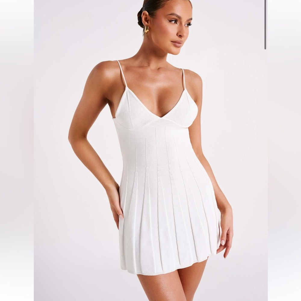 Meshki Kendra Rib Knit Mini Dress - White